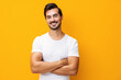 © SHOTPRIME STUDIO - T-shirt man mockup portrait casual template studio white space shirt model clothing background lifestyle copy