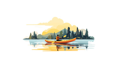 Poster - Paddling Kayak vector flat minimalistic isolated illustration