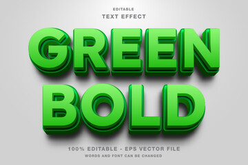 Wall Mural - Green Bold 3D Editable Text Effect Template Style Premium Vector