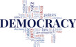 © Colored Lights - Democracy word cloud conceptual design isolated on white background.