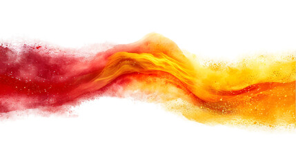 Spain flag colours powder exploding on isolated background