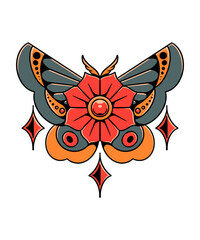Wall Mural - butterfly tattoo illustration design