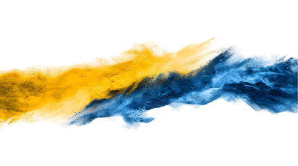 Barbados flag colours powder exploding on isolated background