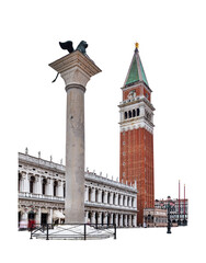 Rialto Bridge in Venice, Italy isolated on transparent white. Design element