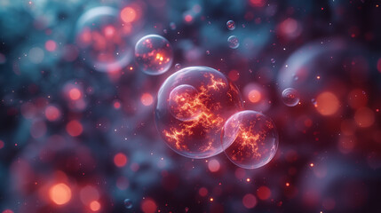 Wall Mural - fiery spheres in a cosmic bubble nebula