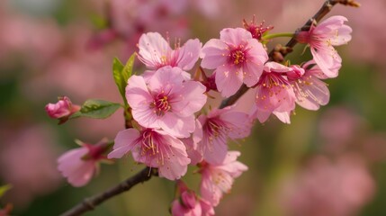 Wall Mural - Springtime seasonal flower. Blooming growth. Japanese Cherry Blossoms, tulips, violets, and crocus. Easter spring garden bud.