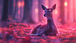 Deer participating in a tranquil neoninfused yoga session in the woods reflecting wellness and mindfulness in nature