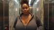 A woman with a big belly standing in an elevator, AI