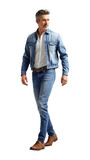 Fototapeta Nowy Jork - walking male model in jeans