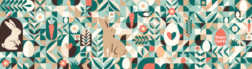 Wall Mural - Easter seamless vector background. Modern geometric minimal abstract