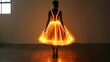 A woman in a dress with neon lights on her, AI