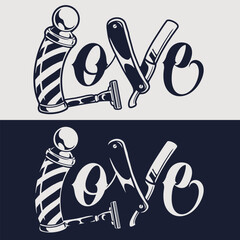 Sticker - Love barbershop monochrome vintage poster