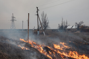 Wall Mural - Consequences of regular shelling in a village in Ukraine