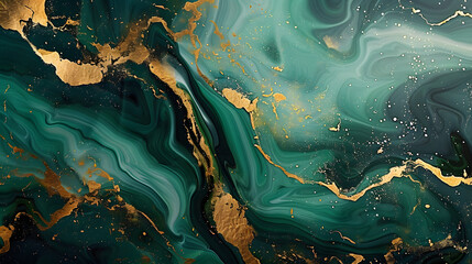 Wall Mural - Green marble with gold veins. Natural pattern. Abstract 3D illustration of marble surface for backgrounds, wallpapers, photo wallpapers, murals, posters