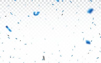 Wall Mural - blue confetti and ribbon, isolated on transparent background