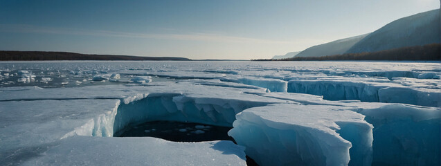 Canvas Print - Massive Ice Floes Floating on Water