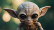 Close Up of a Little Alien With Big Eyes, bokeh background