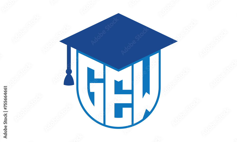 GEW initial letter academic logo design vector template. school college ...