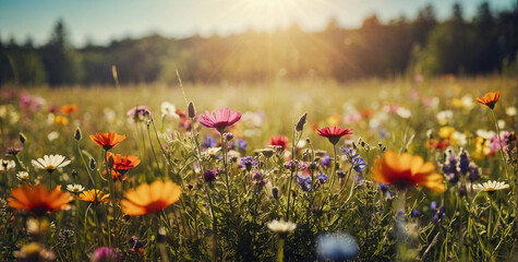 Canvas Print - Blossoming Flower Field