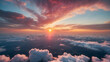 Sun Setting Over Clouds in Sky