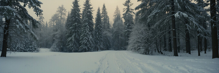 Canvas Print - Snow Covered Road in Forest