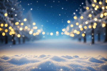 Poster - Snowy Scene With Lights in Trees