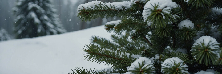 Sticker - Snow-Covered Pine Tree in Forest