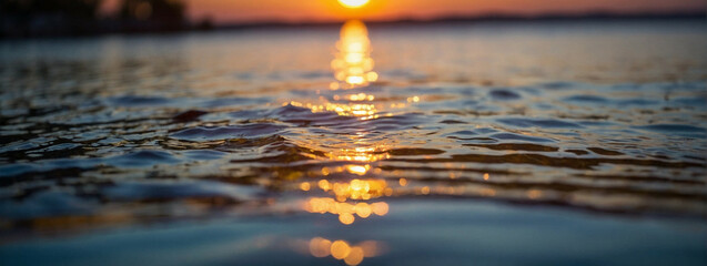 Poster - Vibrant Sunset Over Serene Lake Capturing the Peaceful End of Day