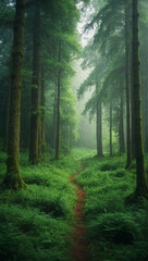 Canvas Print - Path Leading Through Lush Green Forest