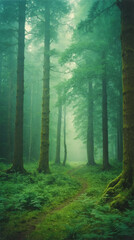 Canvas Print - A Path Cutting Through a Lush Green Forest