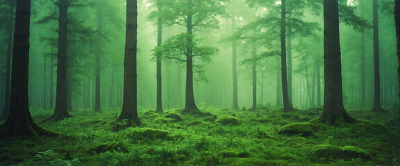 Wall Mural - Lush Green Forest Teeming With Trees