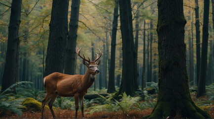 Canvas Print - Deer Standing in the Middle of Forest