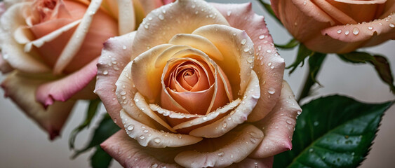 Wall Mural - Close Up of Three Roses With Water Droplets