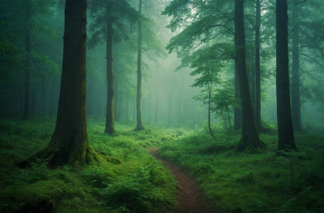 Canvas Print - A Path Winding Through Green Forest