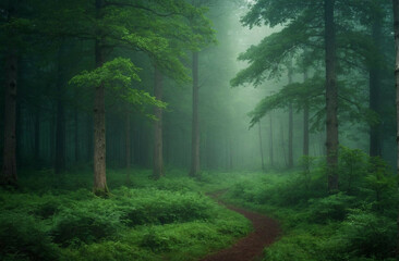 Wall Mural - Path Leading Through Dense Forest