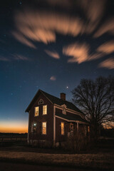 Wall Mural - House With Cloudy Sky