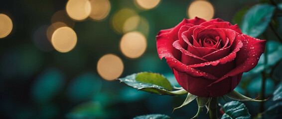 Canvas Print - Red Rose Blossom Against a Blurred Background