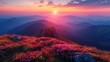 A magnificent sunset over the mountains. Dramatic sky. Carpathian, Ukraine, Europe. A stunning world.
