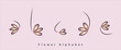 Flower-Alphabet aus Buchstaben in Form von rosa gelben Blumen und schwarzer Kontur