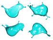 Set of turquoise liquid wave splash water isolated on transparent background, transparency image, removed background