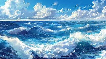 Poster - blue sea with waves