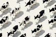 Ilustracja, wzór, krowy na białym tle