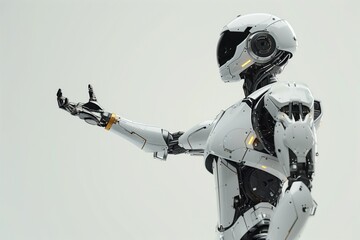 3D rendering of male robot presenting something