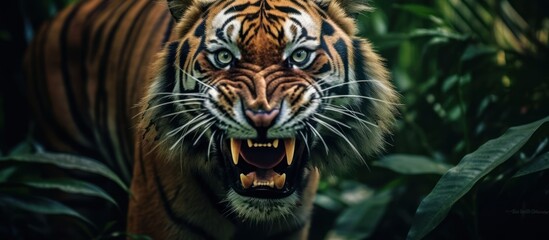 Canvas Print - close up angry tiger on the jungle