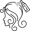 Hair care spray and treatment outline icon. Spa salon bathroom cosmetics line symbol, woman beauty styling, hair grow and haircare cosmetology spray product linear vector sign or pictogram