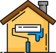 Real estate, house rent, apartment renovation icon. Real estate mortgage, house rent and insurance linear symbol. Dwelling renovation company or repair service thin line vector pictogram