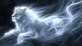 Fototapeta Konie - Magical patronus lion on black background