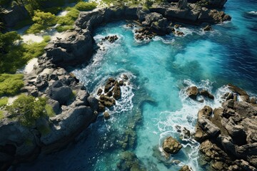 Canvas Print - Nature of Vanuatu. Aerial drone view. Generative AI Art. Beautiful view.