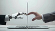 Robot and human work together, helps facilitate and increase work efficiency, AI technology or artificial intelligence that has become a part of human life