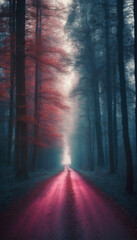 Wall Mural - A Misty Forest Road